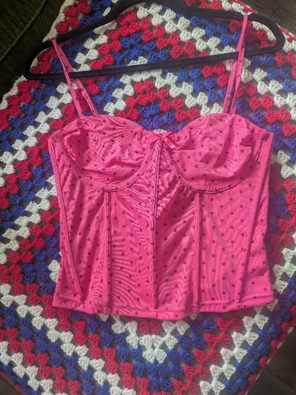Showgirl style corset dot camisole